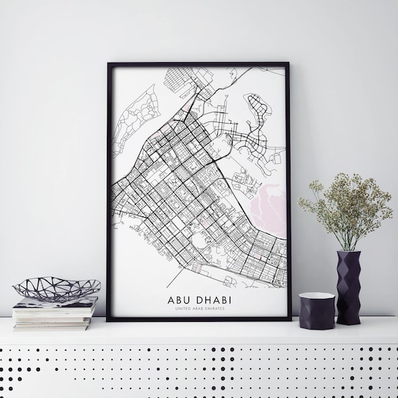 Abu Dhabi United Arab Emirates City Street Map Modern Poster