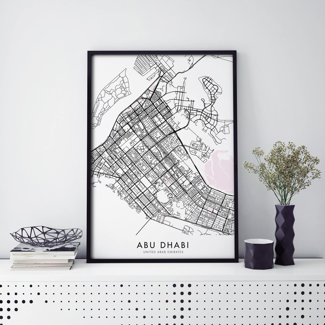 Abu Dhabi United Arab Emirates City Street Map Modern Poster