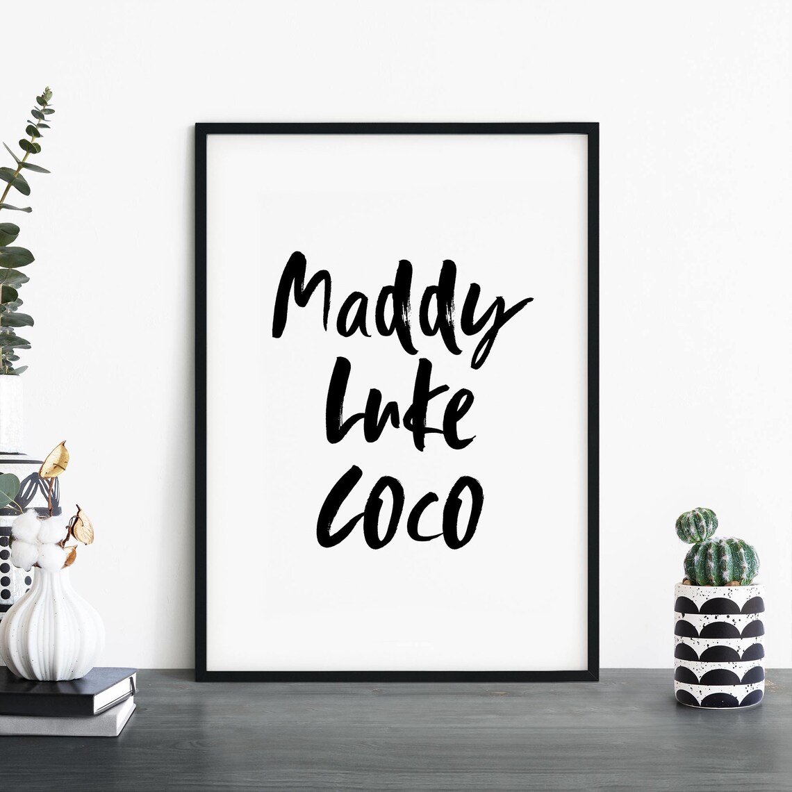 Personalized Family Names Brush Script Custom Quote Minimalist Wall Poster