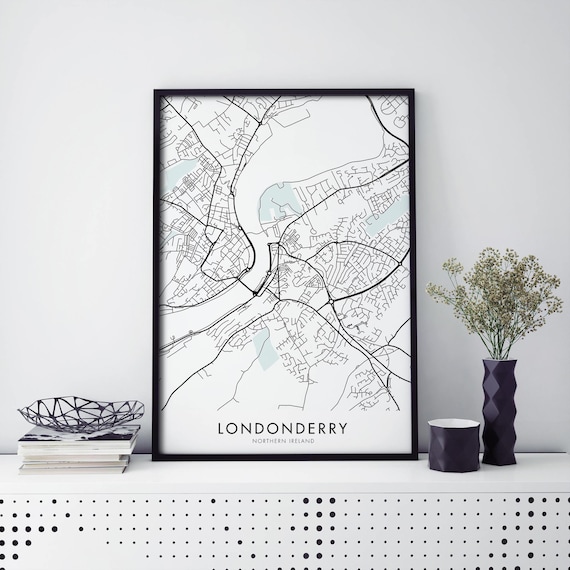 Londonderry Northern Ireland Minimalist River City Map Street Wall Poster