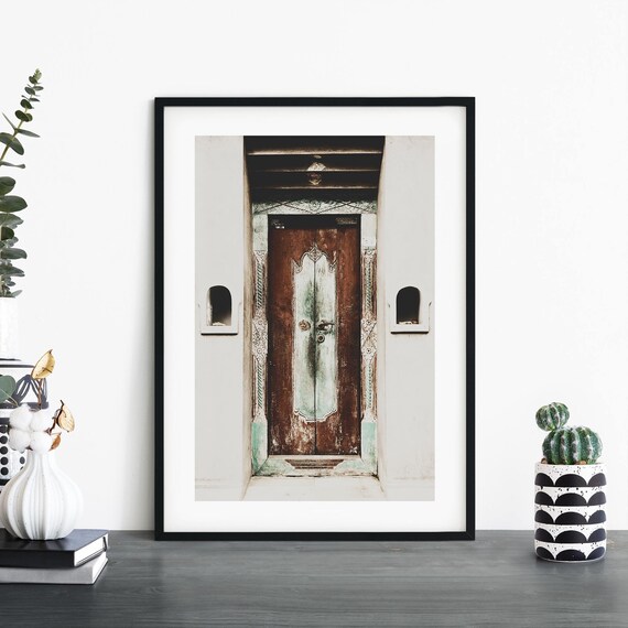 Antique Moroccan Wooden Door With Twin Wall Niches Photo Poster