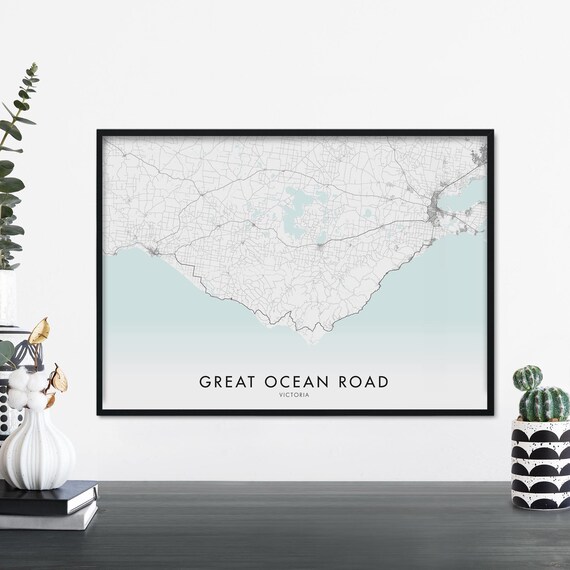 Great Ocean Road Victoria Teal Water Minimalist Coast Map Poster