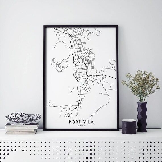 Port Vila Vanuatu Pacific Island Minimalist City Map Art Poster