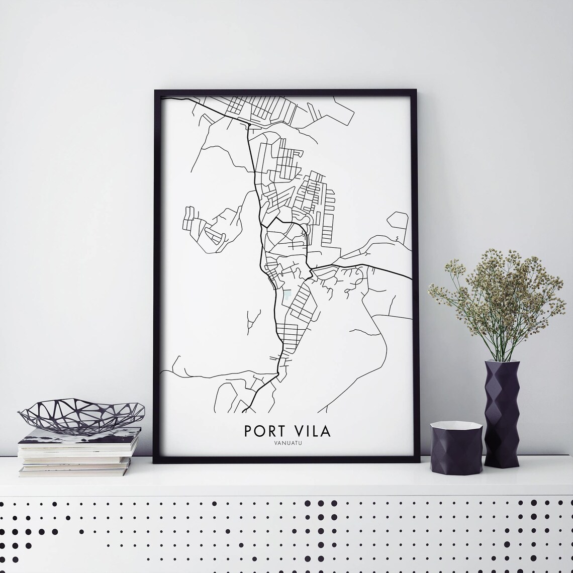 Port Vila Vanuatu Pacific Island Minimalist City Map Art Poster