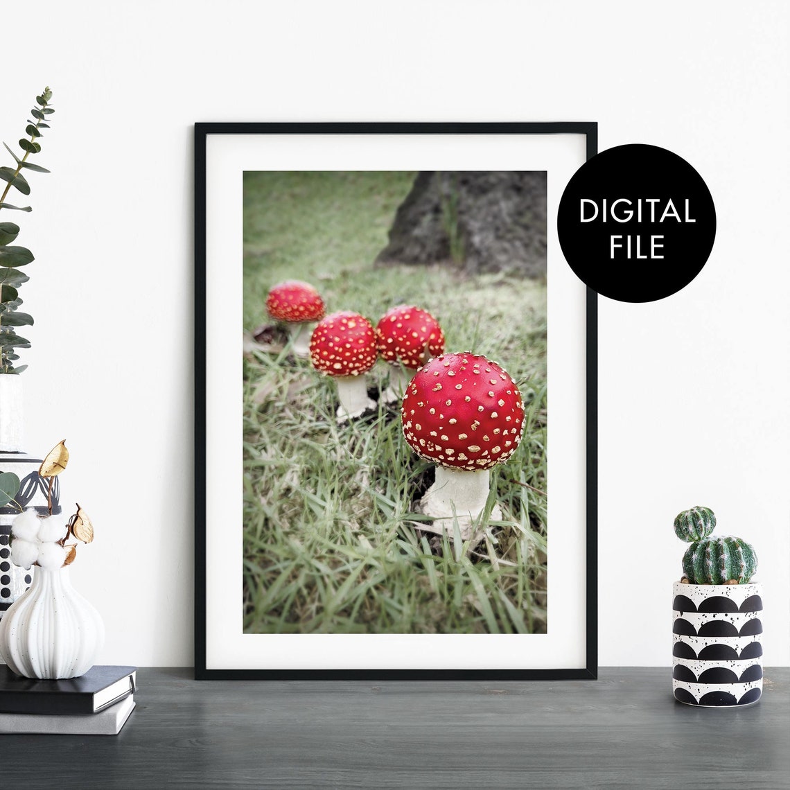 Charming Red Spotted Fly Agaric Mushroom Cluster Photo Poster