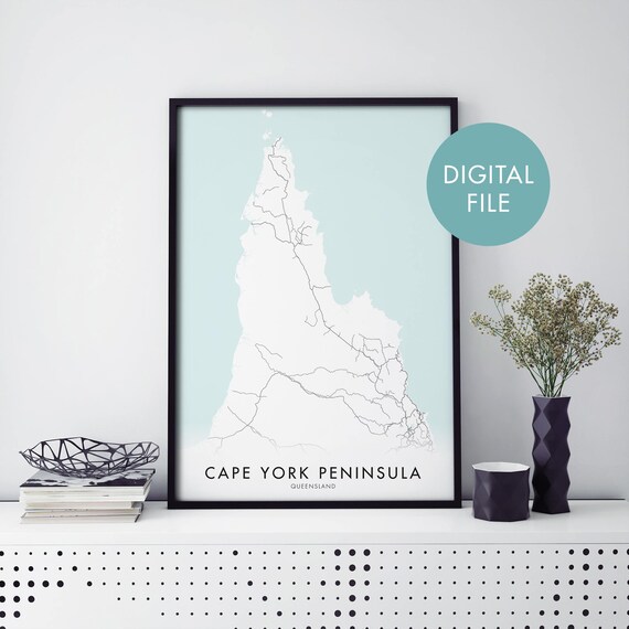 Cape York Peninsula Queensland Minimalist Map Digital File Poster