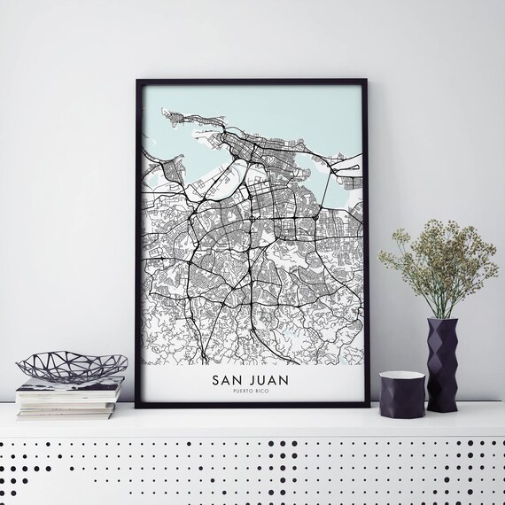 Black San Juan Puerto Rico Minimalist City Map Street Poster