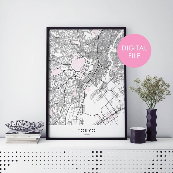 Tokyo Japan Minimalist City Map Street Art Digital File Poster