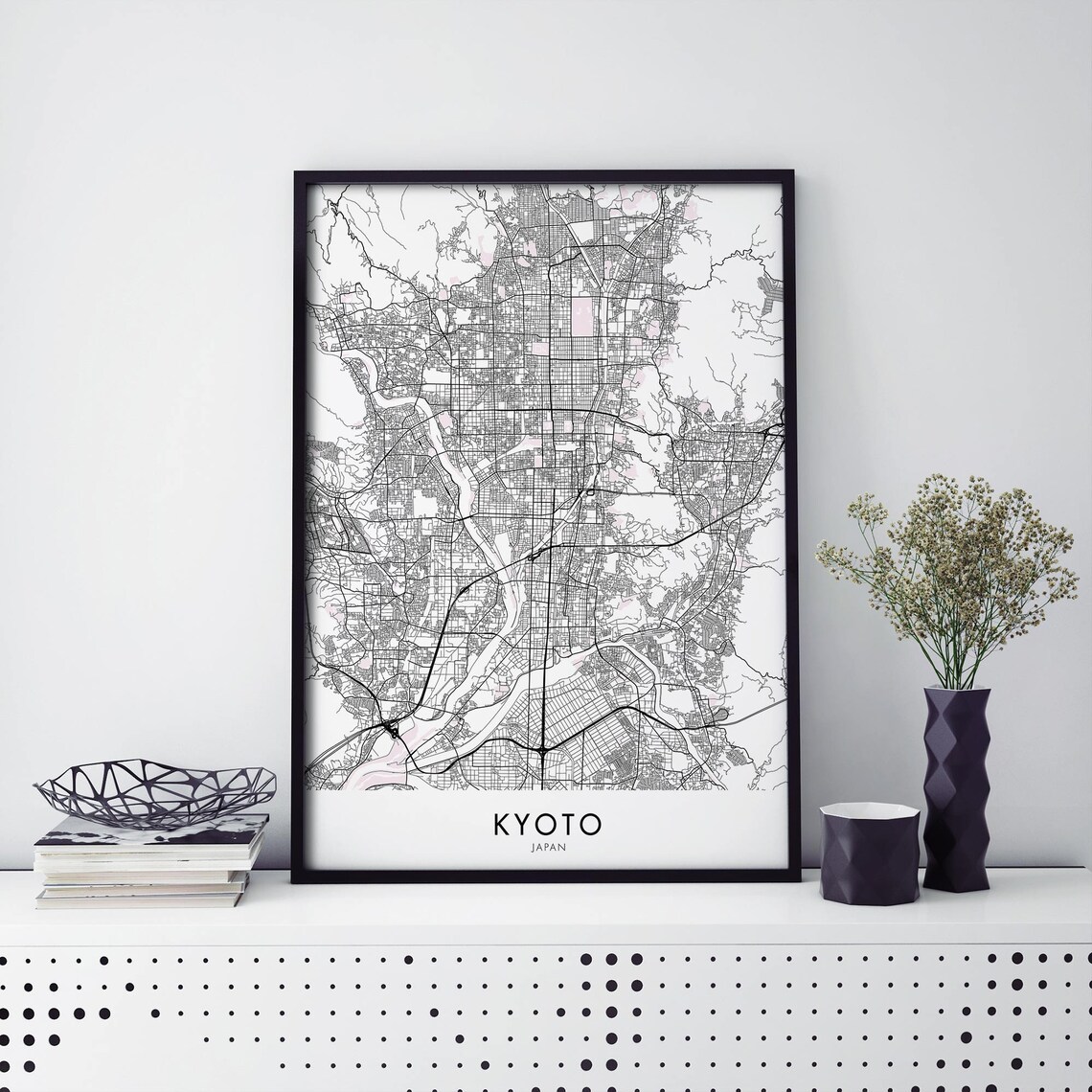 Kyoto Japan Kansai Detailed Minimalist Street City Map Poster