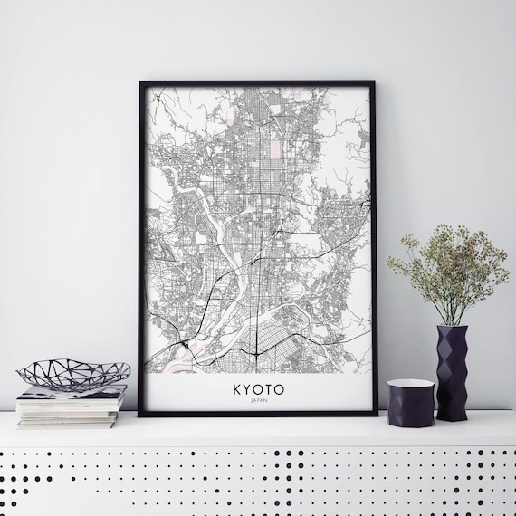 Kyoto Japan Kansai Detailed Minimalist Street City Map Poster