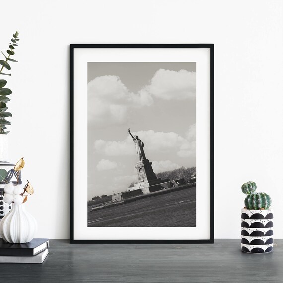 Statue Of Liberty Tilted View Black And White New York Photo Poster