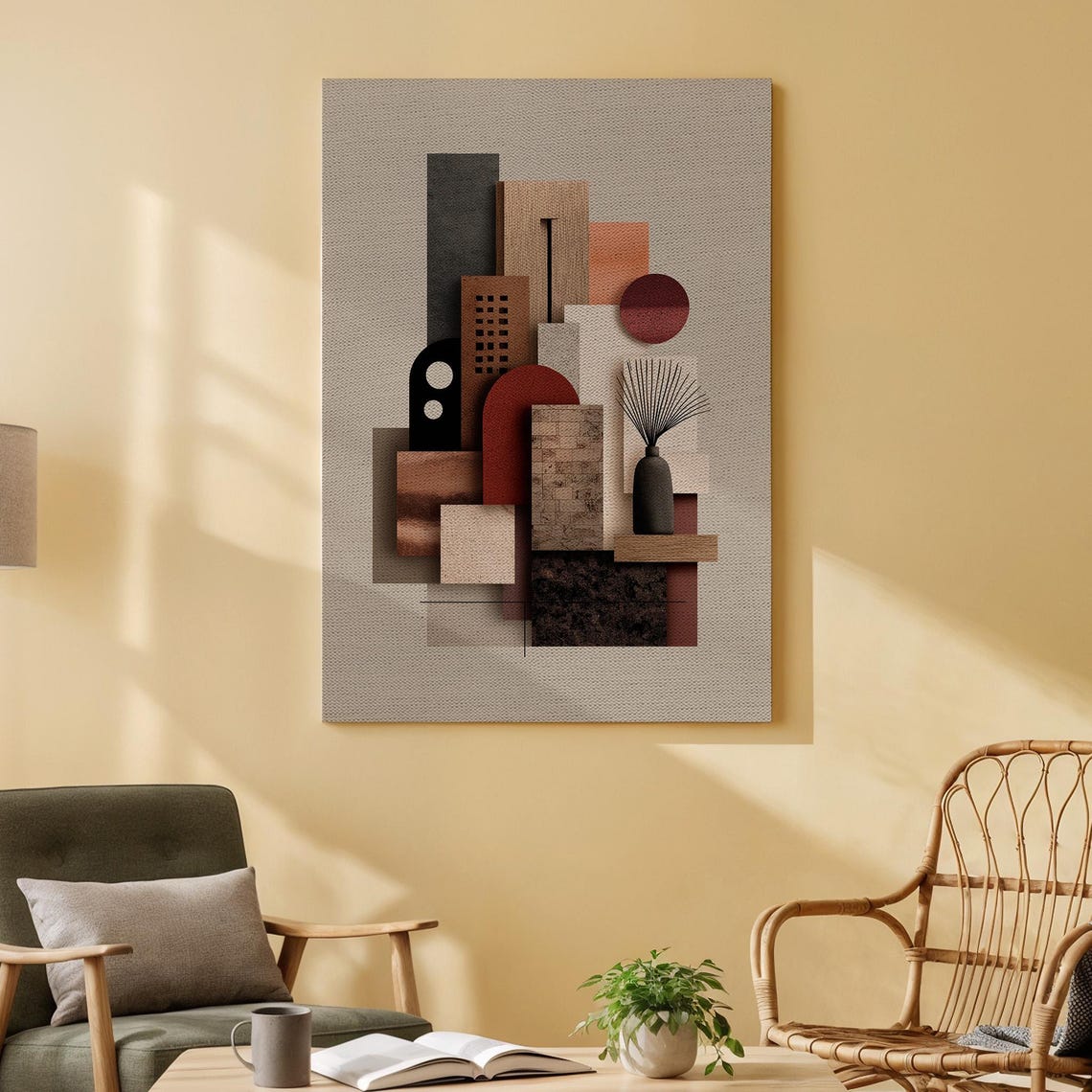 Abstract Geometric Canvas Wall Art Modern Shapes And Textures Print Contemporary Minimalist Artwork For Living Room Or Office Decor