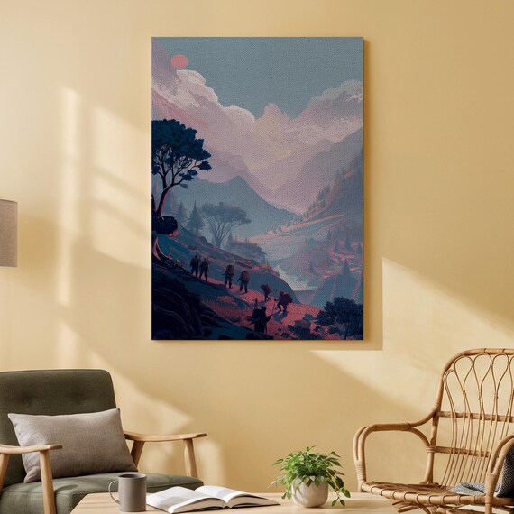 Mountain Hikers On Scenic Trail At Sunset Dramatic Landscape Poster
