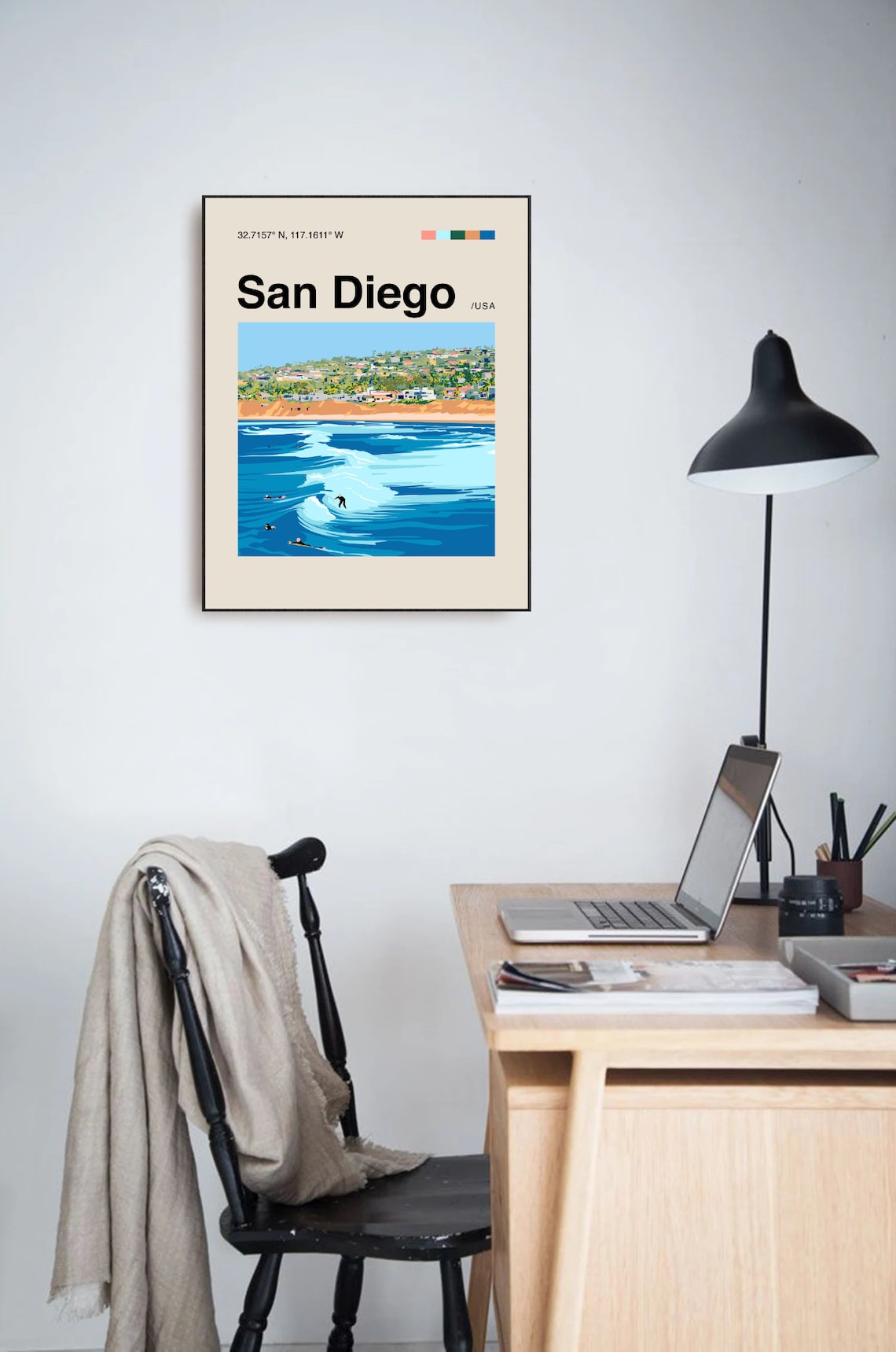 San Diego Minimalist Mid-Century Travel Poster - Image 3