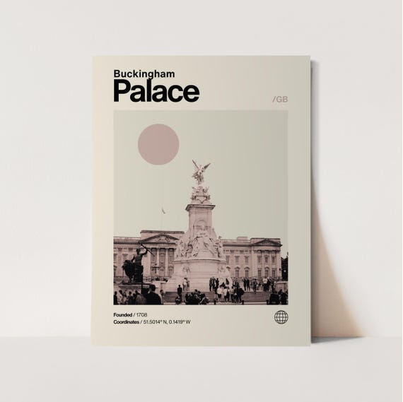 Buckingham Palace Poster Minimalist Helvetica Mid Century Modern Buckingham Palace Travel Print Buckingham Palace Wall Art Buckingham