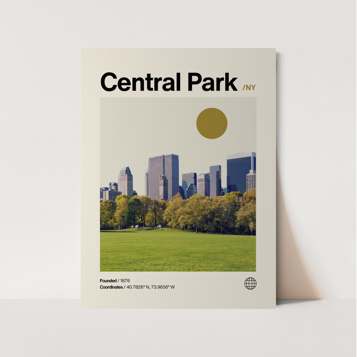 Central Park New York Skyline Photo Minimalist Travel Poster