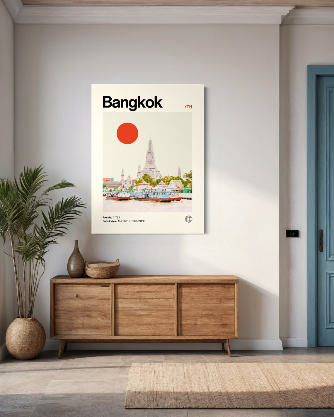 Bangkok Poster Minimalist Helvetica Mid Century Modern Bangkok Travel Print Bangkok Wall Art Bangkok Thailand Art House Art Thailand - Image 2