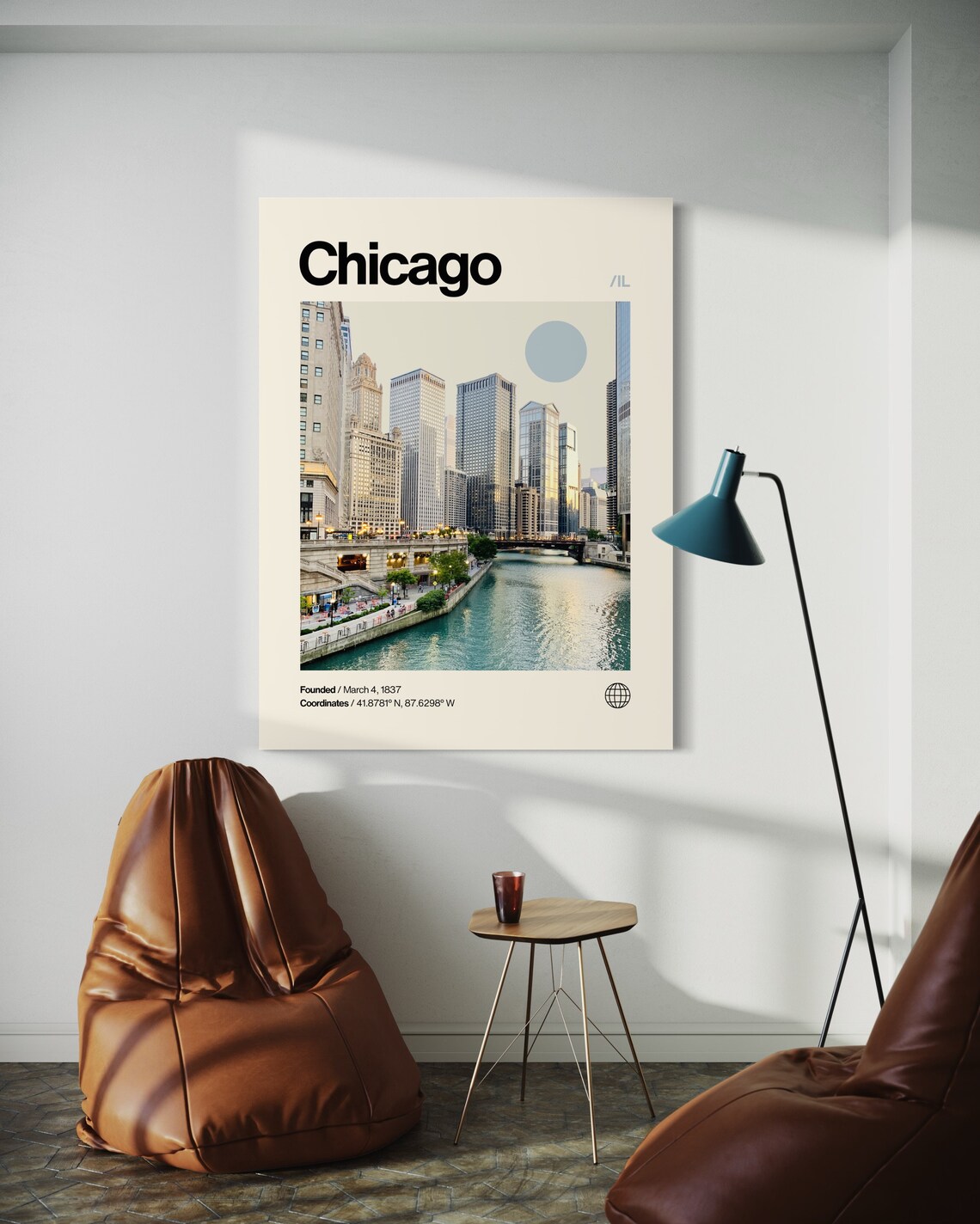 Chicago Minimalist Mid Century Modern Travel Poster - Image 2