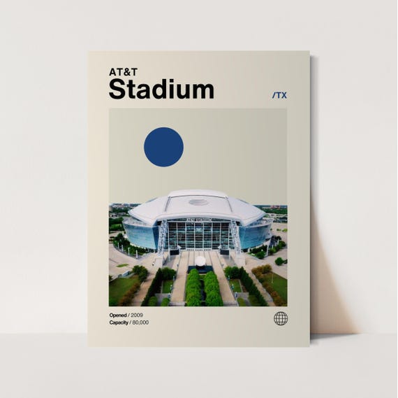 Att Stadium Poster Cowboys Poster Minimalist Helvetica Mid Century Modern Football Art Football Stadium Poster Dallas Cowboys Art