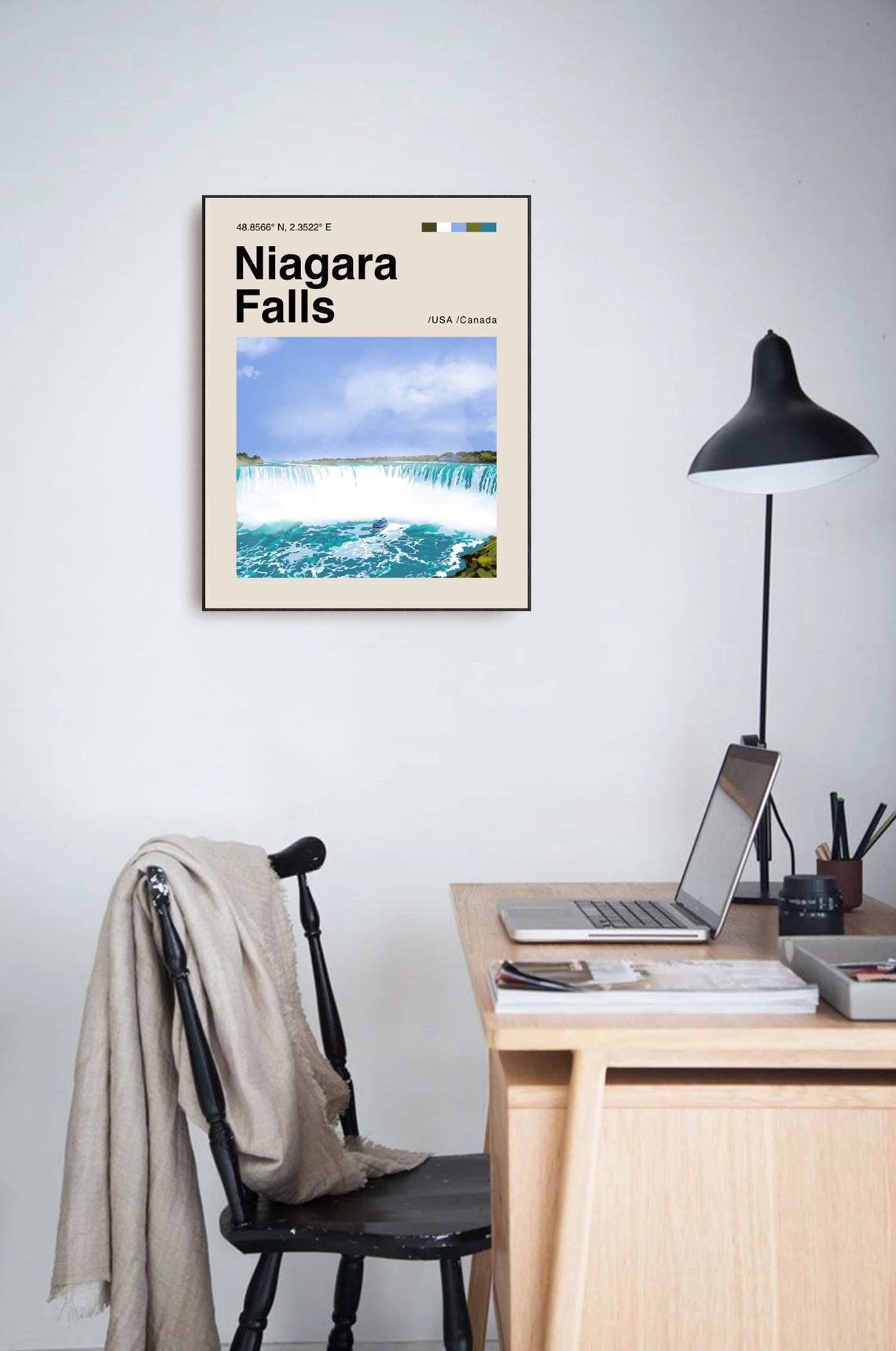 Niagara Falls USA Canada Horseshoe Falls Boat Scene Travel Poster - Image 3