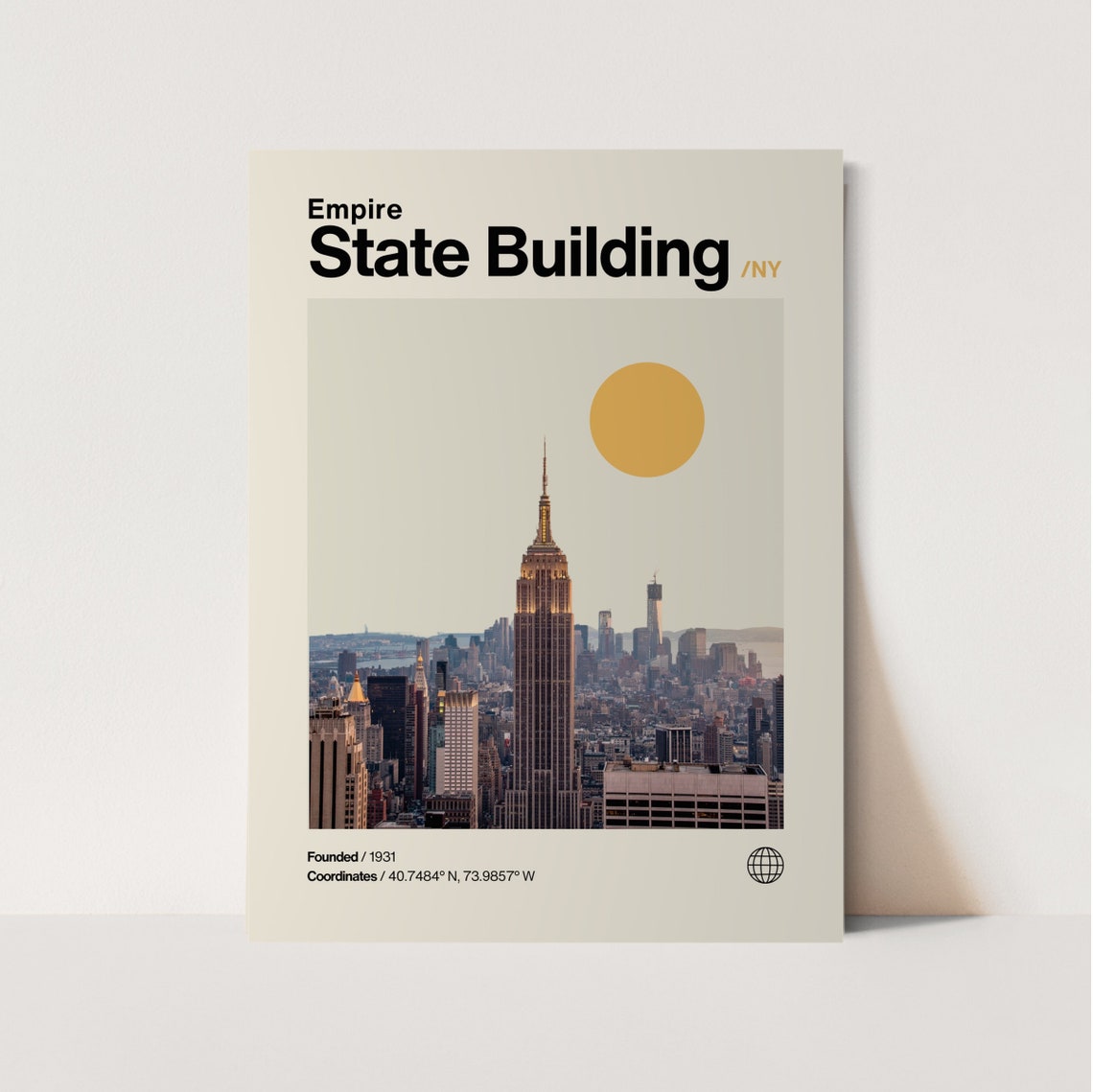 Empire State Building New York Skyline Helvetica Travel Poster
