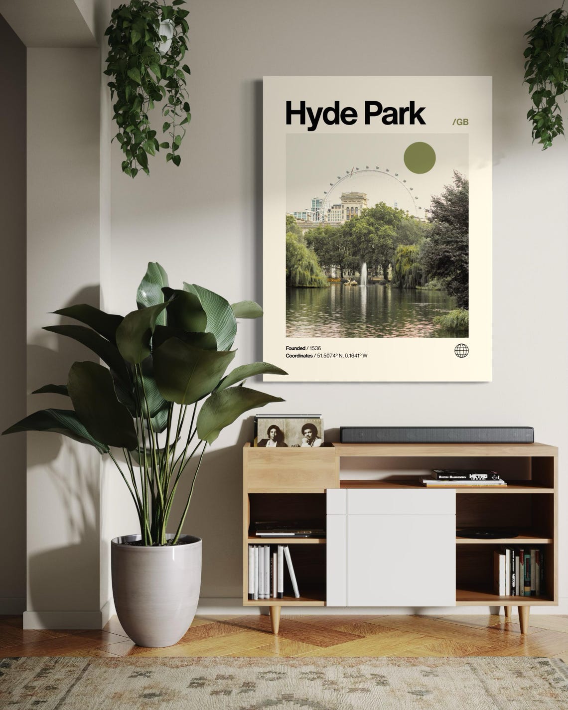 Hyde Park London Lake Ferris Wheel Photo Minimalist Travel Poster - Image 3
