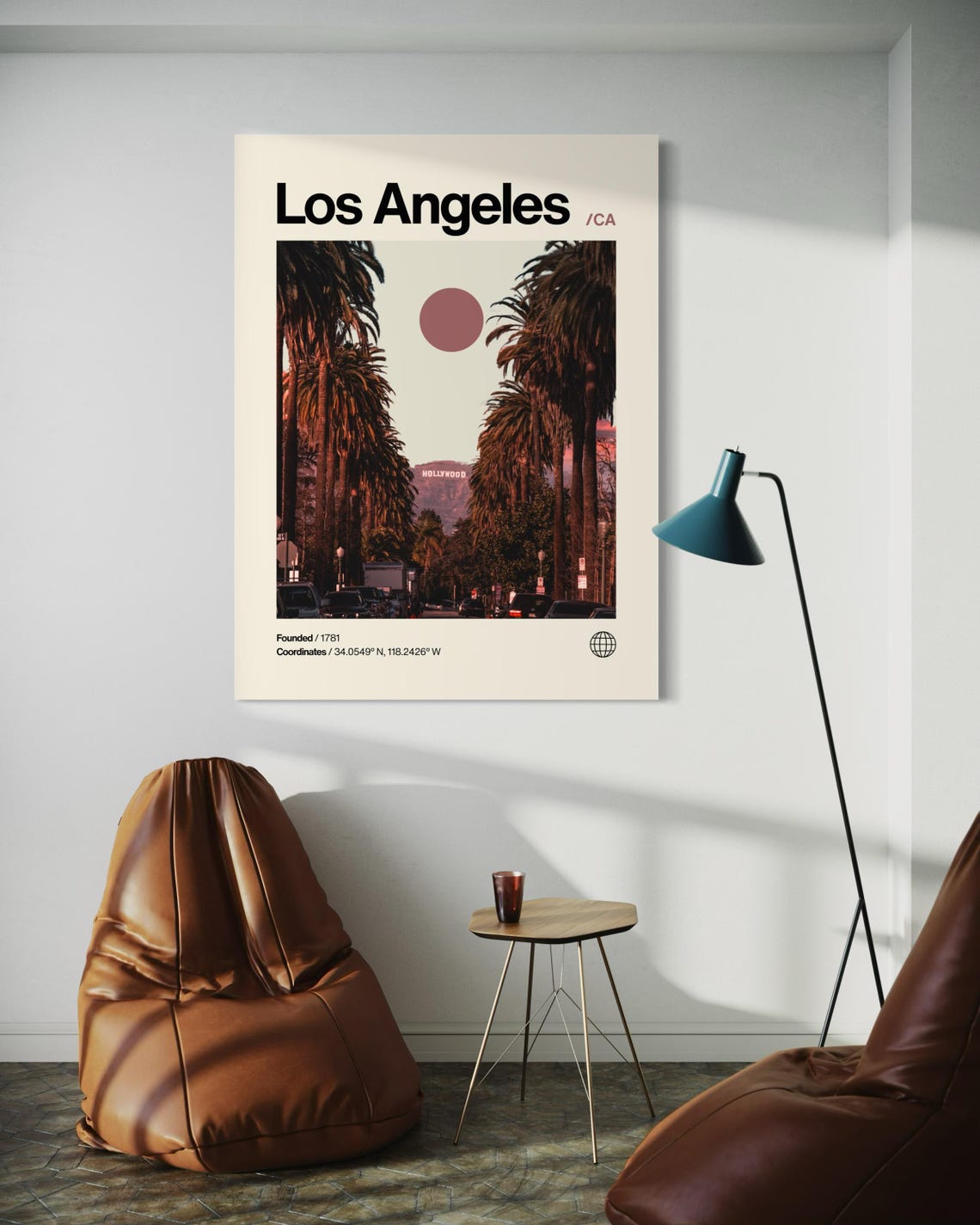 Los Angeles Poster Minimalist Helvetica Mid Century Modern Los Angeles Travel Print Los Angeles Wall Art Los Angeles Hollywood Print - Image 2