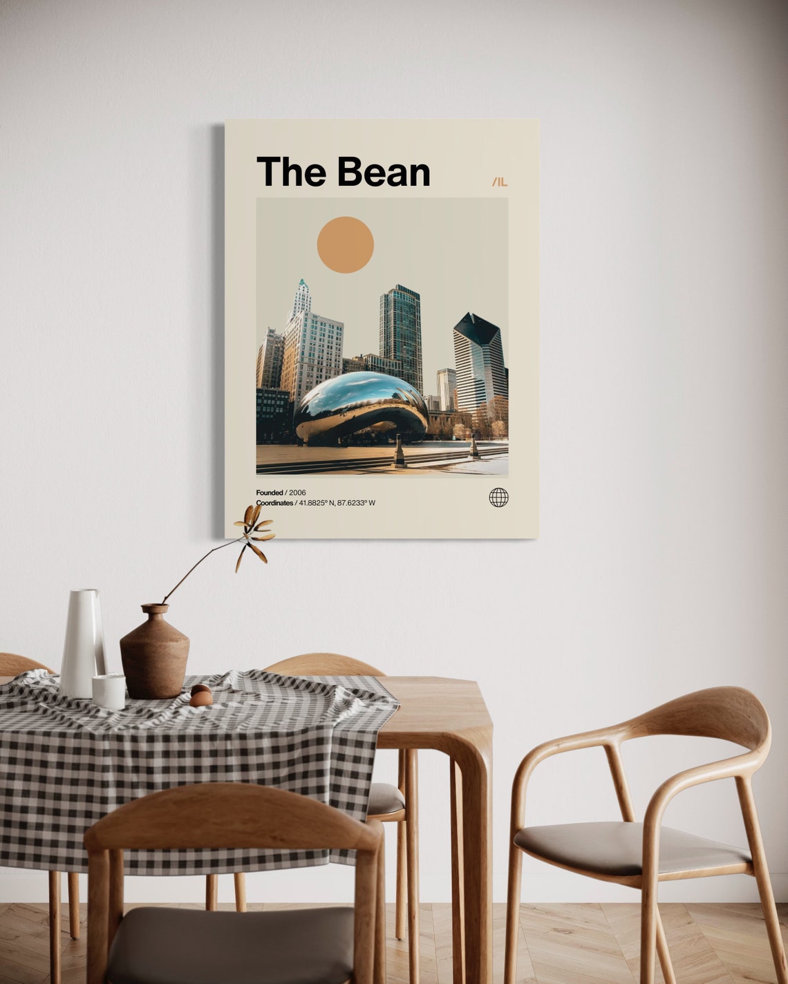 Chicago Cloud Gate The Bean Millennium Park Minimalist Travel Poster