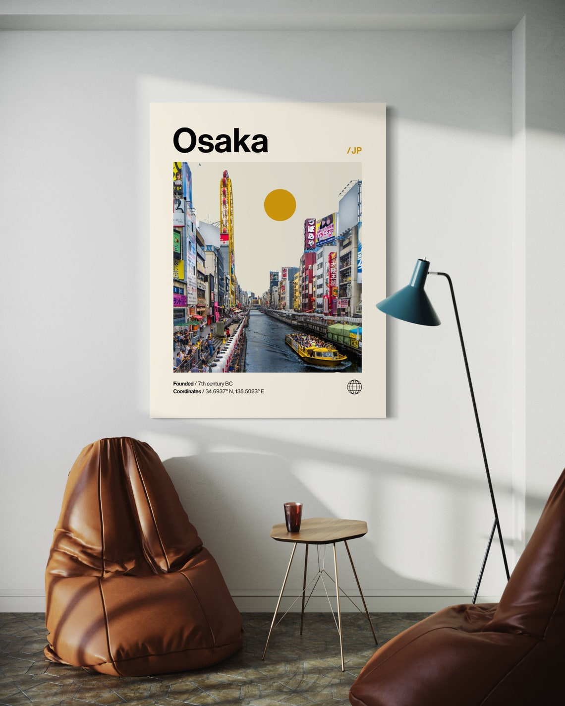 Osaka Poster Minimalist Helvetica Mid Century Modern Osaka Travel Print Osaka Wall Art Osaka Japan Art House Art Osaka Japan Poster - Image 2