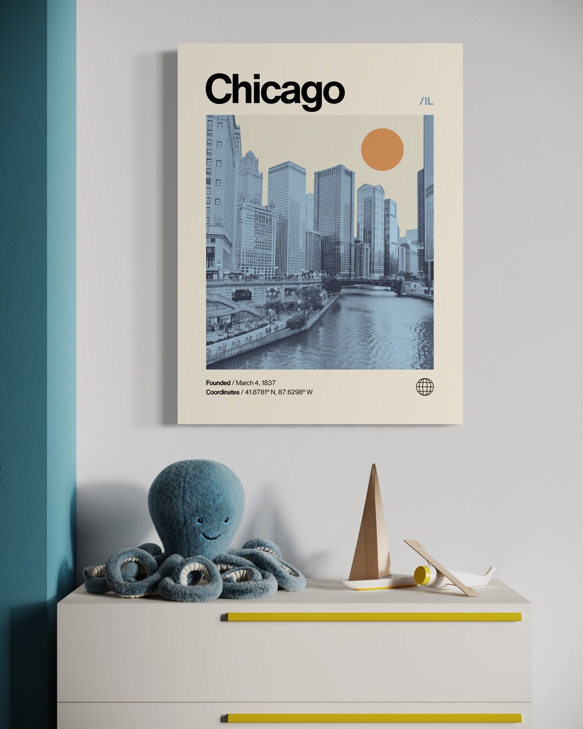 Chicago Minimalist Mid-Century Travel Poster Print - Image 2