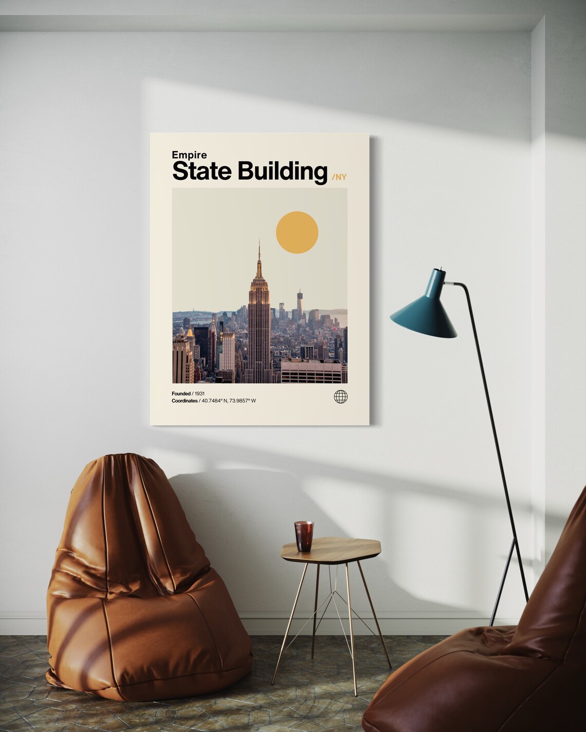 Empire State Building New York Skyline Helvetica Travel Poster - Image 2