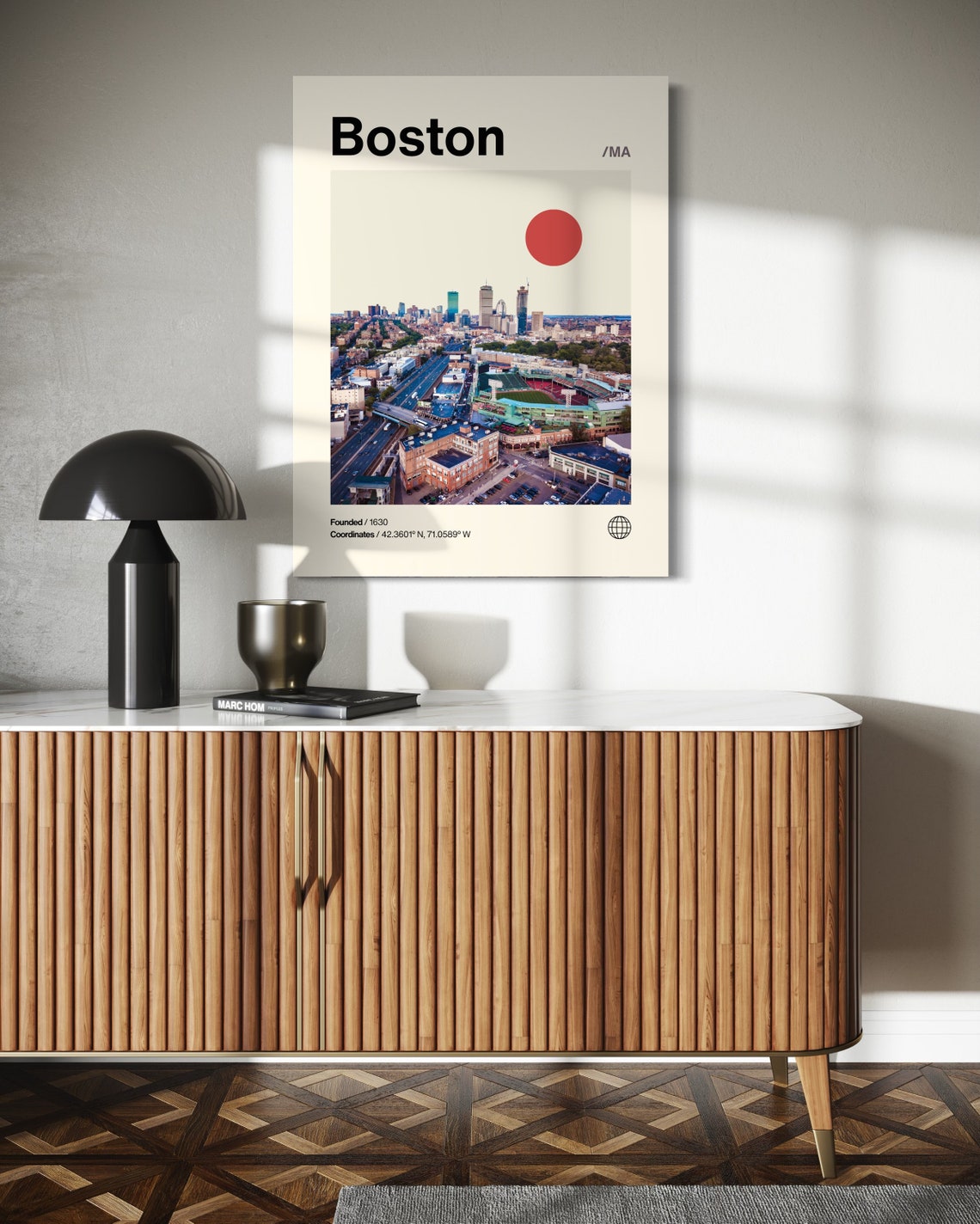 Boston Massachusetts Fenway Park Skyline Minimalist Travel Poster - Image 2