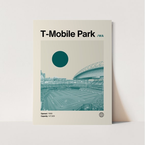 T Mobile Park Mariners Minimalist Mid-Century Art Print