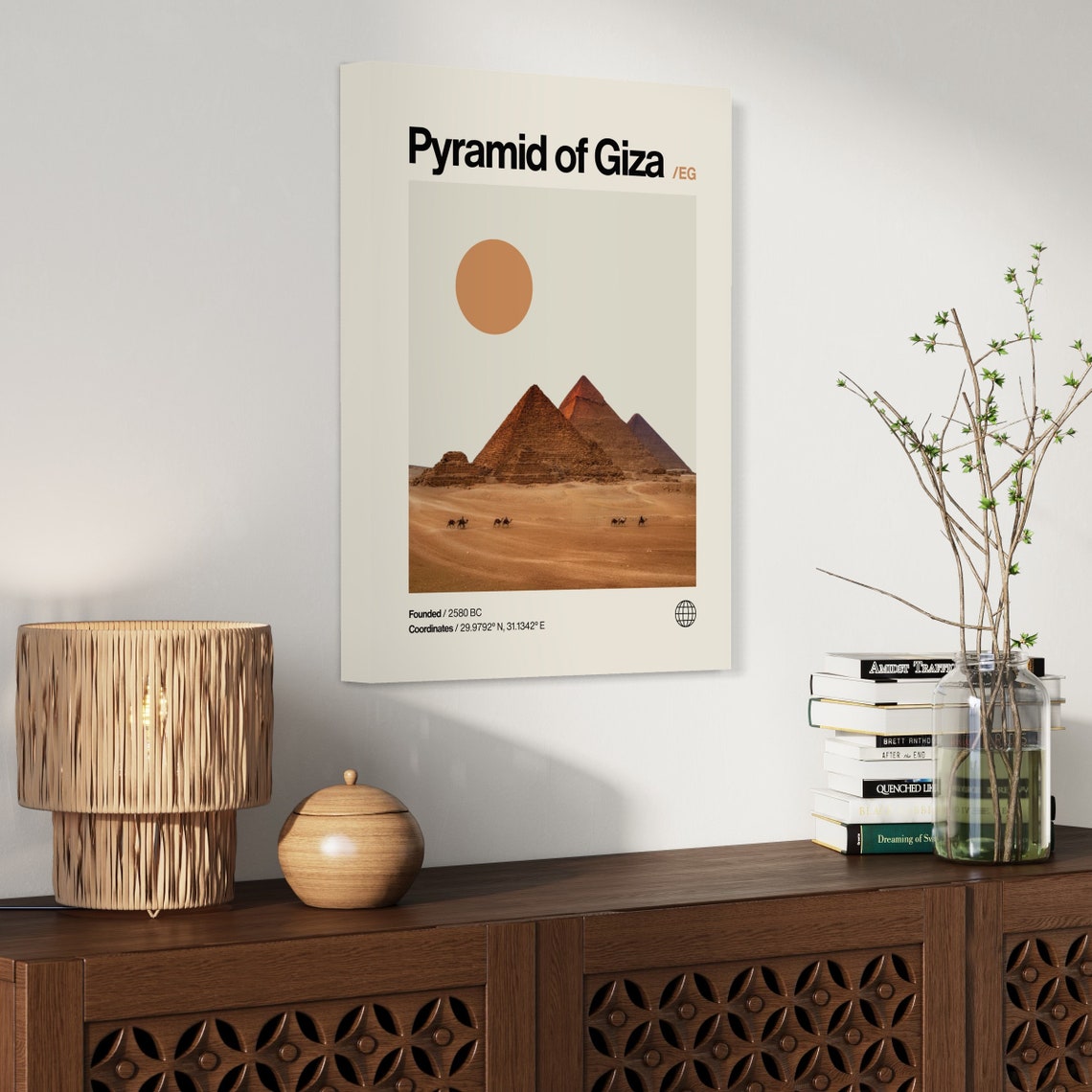 Pyramid Of Giza Poster Minimalist Helvetica Mid Century Modern Pyramid Of Giza Travel Print Pyramid Of Giza Wall Art House Art - Image 3