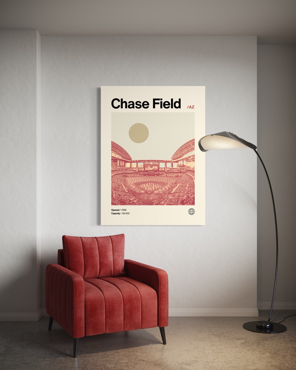 Chase Field Arizona Diamondbacks Retractable Roof Minimalist Poster - Image 2