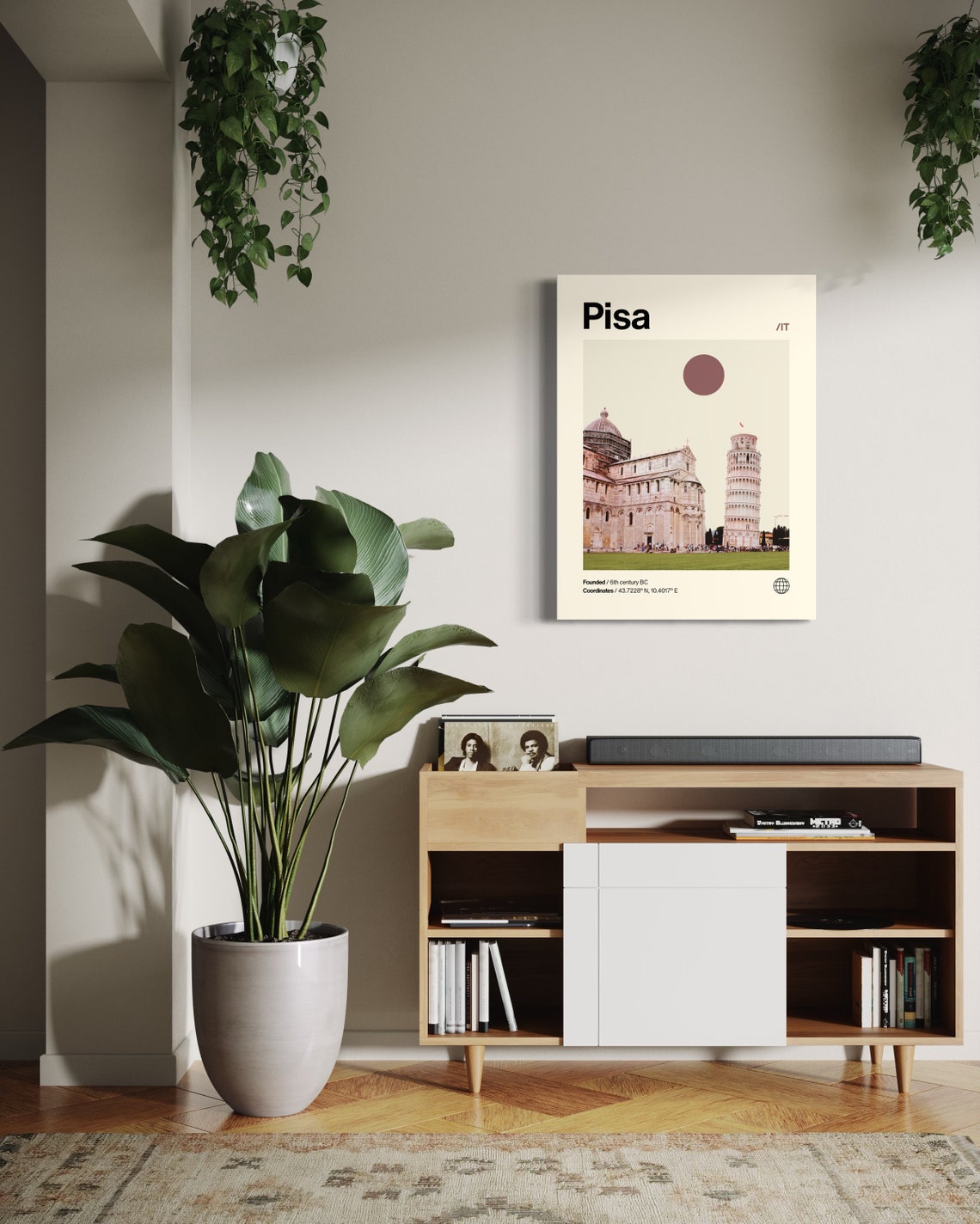 Pisa Poster Minimalist Helvetica Mid Century Modern Pisa Travel Print Pisa Wall Art Pisa Italy Art House Art Leaning Tower Of Pisa - Image 2