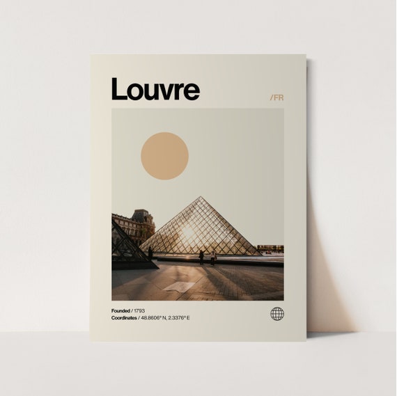 Louvre Poster Minimalist Helvetica Mid Century Modern Louvre Travel Print Louvre Wall Art Louvre France Art House Art Paris Art