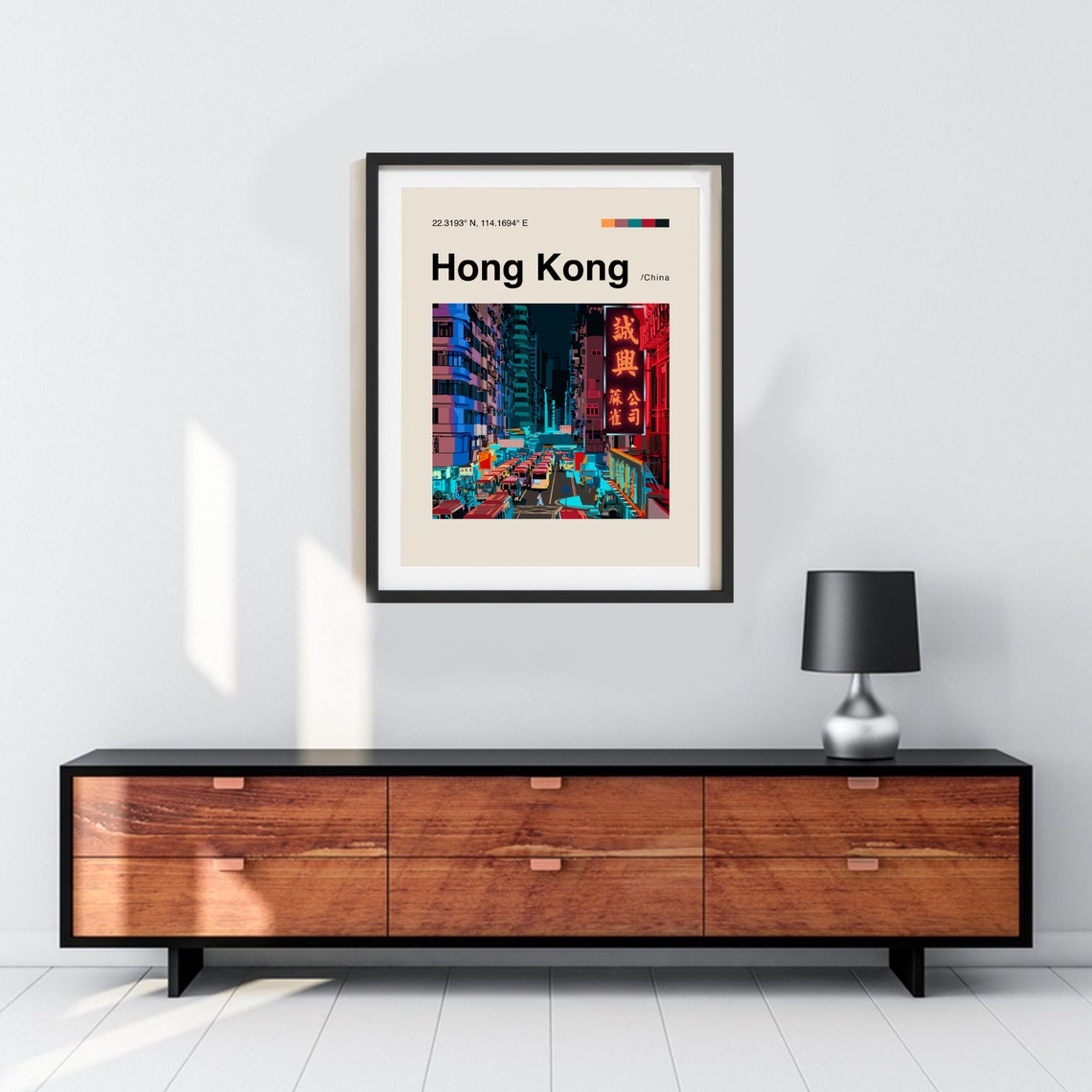 Hong Kong Poster Minimalist Helvetica Mid Century Modern Hong Kong Travel Print Hong Kong Wall Art Hong Kong China Print China Art - Image 3