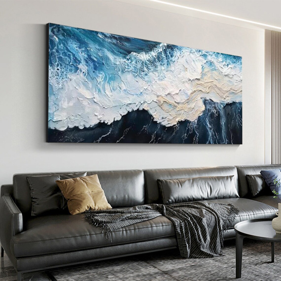 Abstract Waves, Black Sand Beach Seascape Art Print - Image 2