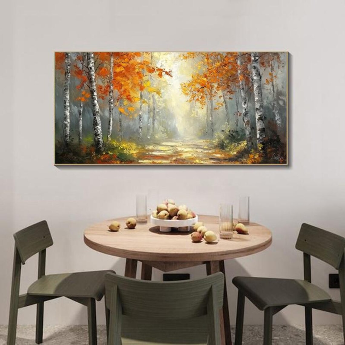 Autumn Forest With Birch Trees, Oil Painting Art Print - Image 2