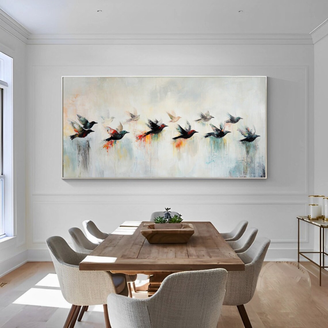 Colorful Birds in Flight Across a Soft Dreamy Pastel Sky Poster - Image 5
