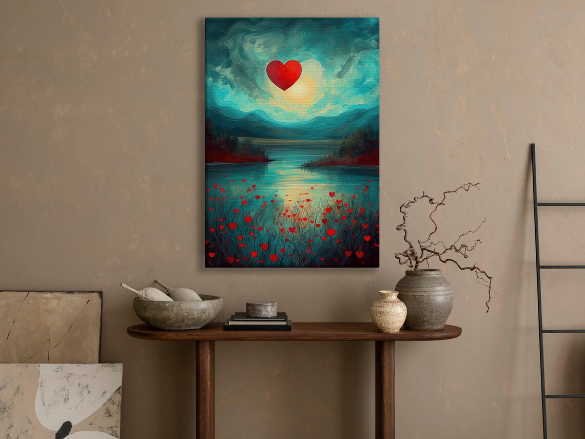 Flowers Heart Love Art Print, Valentine Wall Decor - Image 4