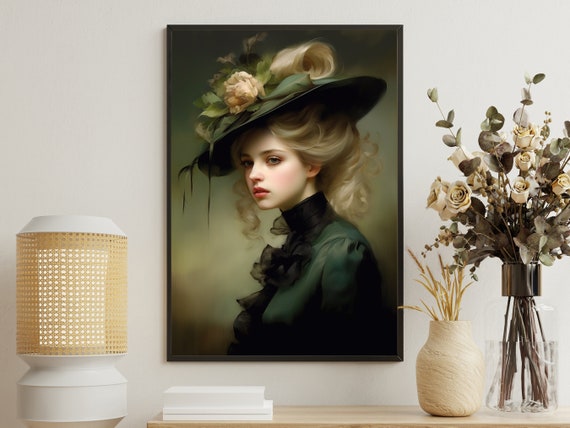 Vintage Victorian Woman Painting Victorian Art Print Victorian Print Dark Academia Art Gothic Art Print Victorian Poster Print