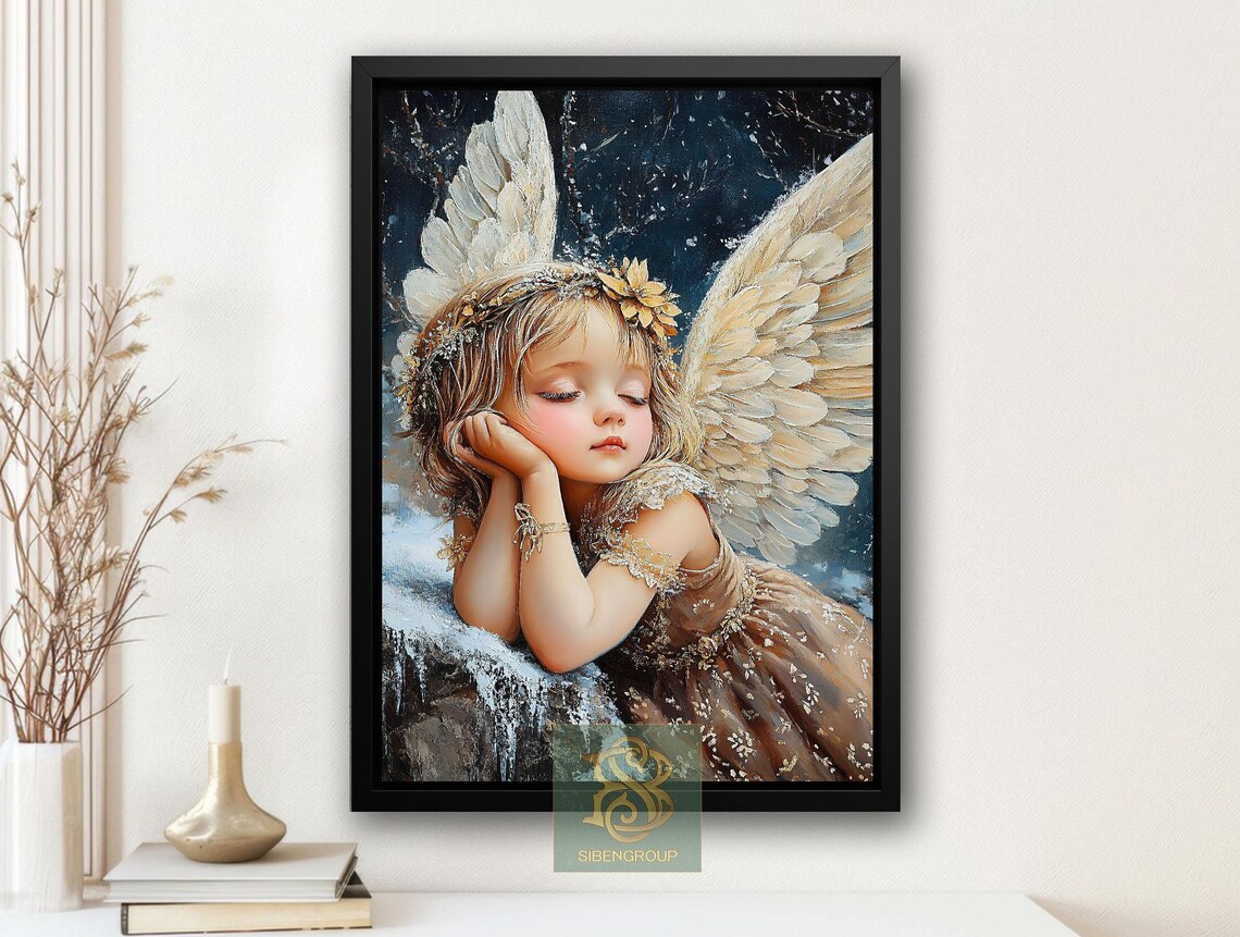 Cottage Christmas Angel Poster, Celestial Decor - Image 4