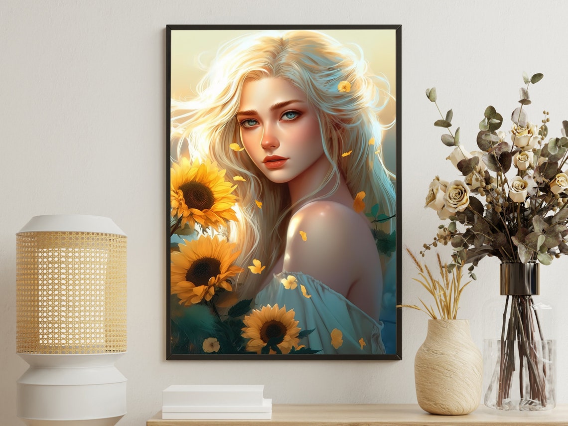 Floral Woman Painting Woman Art Print Beauty Print Woman Poster Print Flowers Art Print Flowers Painting