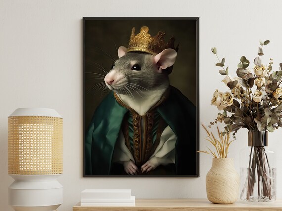 Regal Rat King Wearing A Golden Crown In Royal Portrait Poster