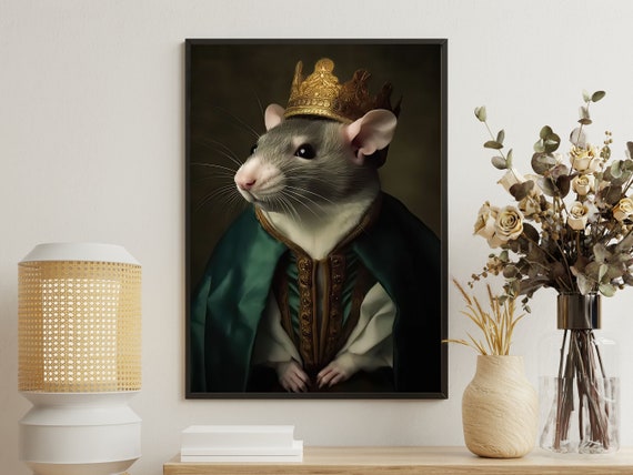 Vintage Mouse King Painting Renaissance Mouse Art Print Mouse Print Gothic Art Print Animal Poster Print Animal Painting