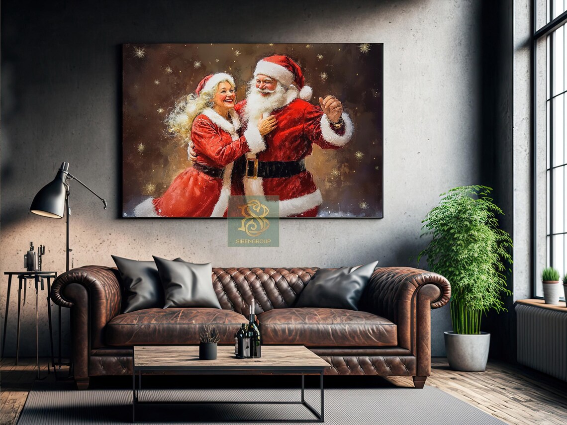 Mrs Claus and Jolly Santa Christmas Art Print - Image 3
