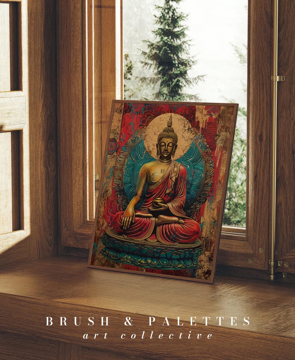 Buddha Full Body Painting, Bohemian Zen Decor - Image 2
