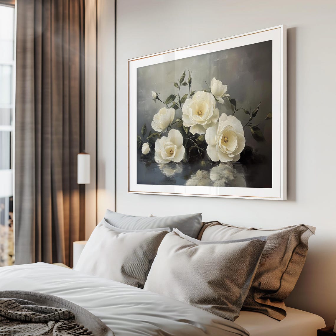 White Roses Oil Painting Elegant Vintage Floral Still Life Poster - Image 3